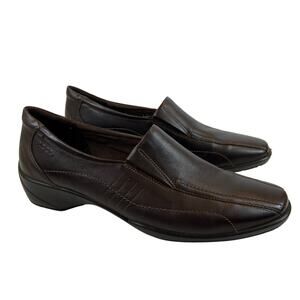 Ecco Slip On Casual Comfort Shoes Dark Brown Leather Cushioned Size 39/ US 8